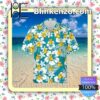 Pikachu Pokemon Floral Pattern Teal Summer Hawaiian Shirt, Mens Shorts
