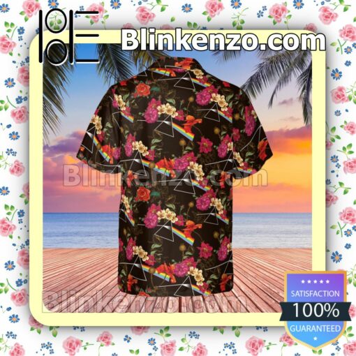 Pink Floyd Rock Band Floral Pattern Summer Hawaiian Shirt, Mens Shorts a