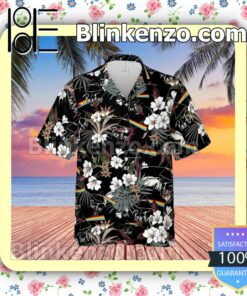 Pink Floyd Rock Band Tropical Forest Black Summer Hawaiian Shirt, Mens Shorts