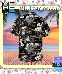 Pink Floyd Rock Band Tropical Forest Black Summer Hawaiian Shirt, Mens Shorts a