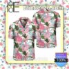 Pink Monstera And Green Tropical Leaves White Summer Shirt