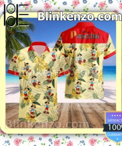 Pinocchio Costume Disney Red Yellow Summer Hawaiian Shirt, Mens Shorts