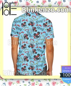 Pirate Mickey Ahoy! Disney Cartoon Graphics Blue Summer Hawaiian Shirt, Mens Shorts a