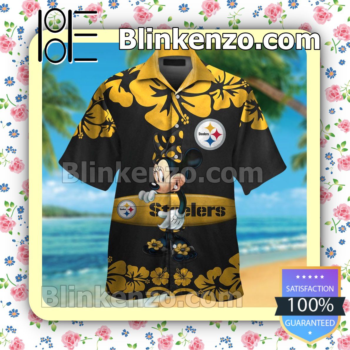 Pittsburgh Steelers & Minnie Mouse Mens Shirt, Swim Trunk