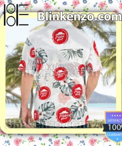 Pizza Hut Logo Flowery White Summer Hawaiian Shirt b