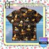 Pluto Dog Flower Pattern Black Summer Shirts
