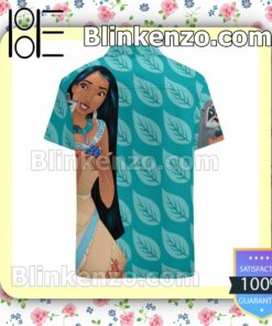Pocahontas And Meeko Leaf Pattern Blue Summer Hawaiian Shirt, Mens Shorts a