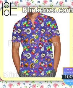 Poco Loco Coco Disney Cartoon Graphics Inspired Summer Hawaiian Shirt, Mens Shorts