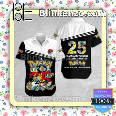 Pokemon 25 Years Anniversary Summer Hawaiian Shirt, Mens Shorts