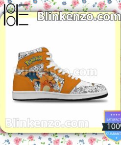 Pokémon Charizard Solid Color Line Merch Custom Anime Air Jordan 1 Mid Shoes b