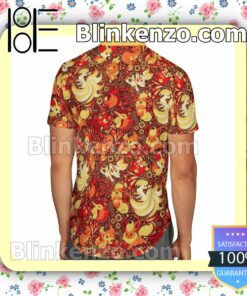 Pokemon Fire Type Paisley Pattern Summer Hawaiian Shirt, Mens Shorts a