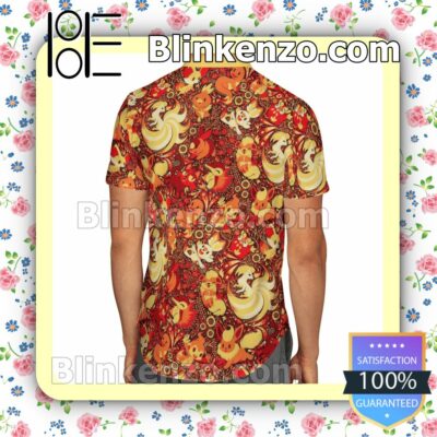 Pokemon Fire Type Paisley Pattern Summer Hawaiian Shirt, Mens Shorts a