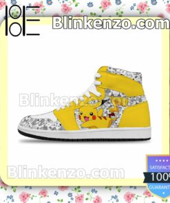 Pokemon Pikachu Solid Color Line Merch Custom Anime Air Jordan 1 Mid Shoes