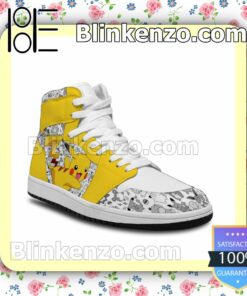 Pokemon Pikachu Solid Color Line Merch Custom Anime Air Jordan 1 Mid Shoes a