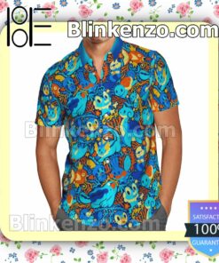 Pokemon Water Type Paisley Pattern Summer Hawaiian Shirt, Mens Shorts