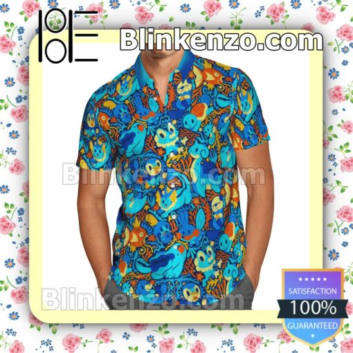 Pokemon Water Type Paisley Pattern Summer Hawaiian Shirt, Mens Shorts