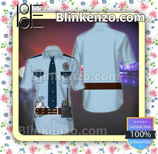 Police Officer Uniform Cop Costume Button-down Shirts