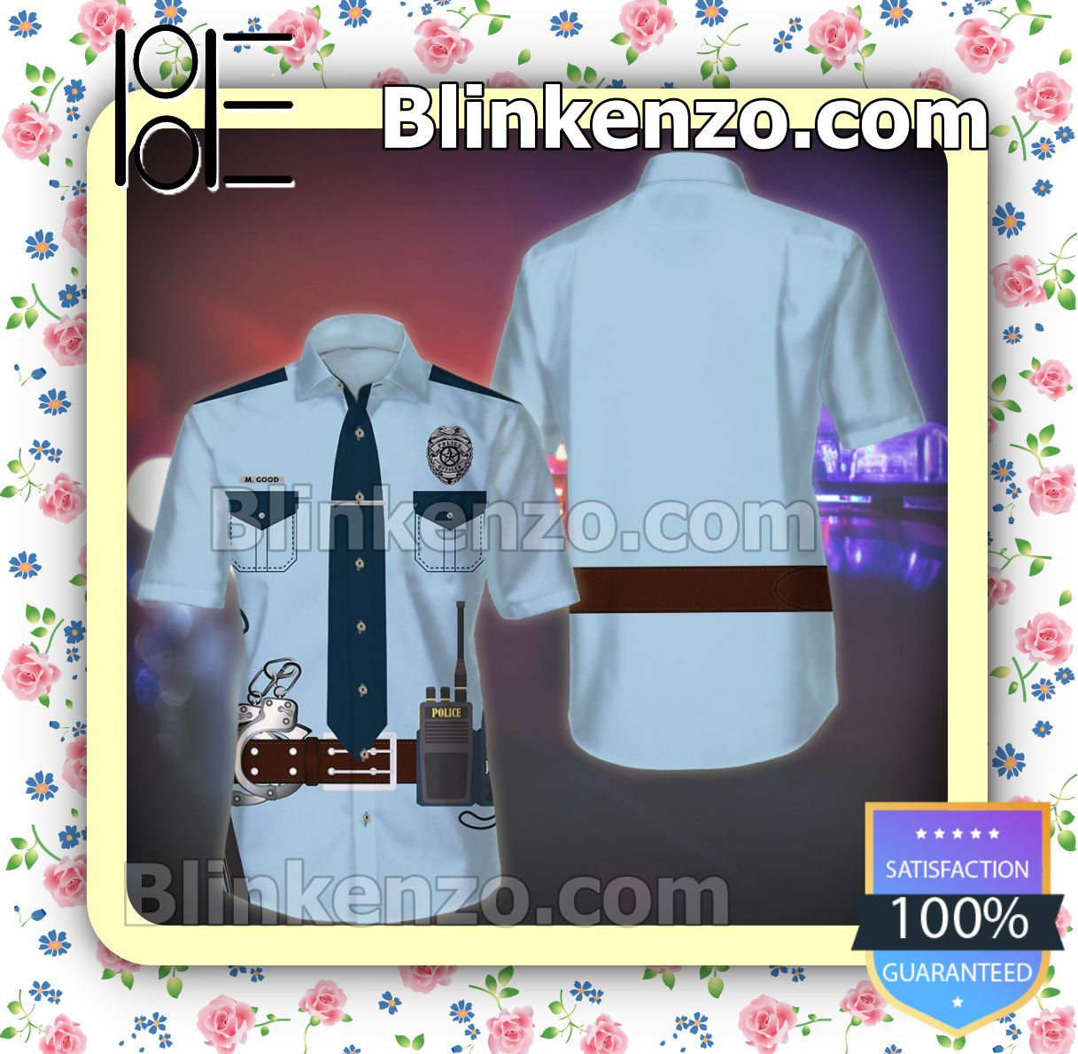 Police Officer Uniform Cop Costume Casual Button-down Shirts