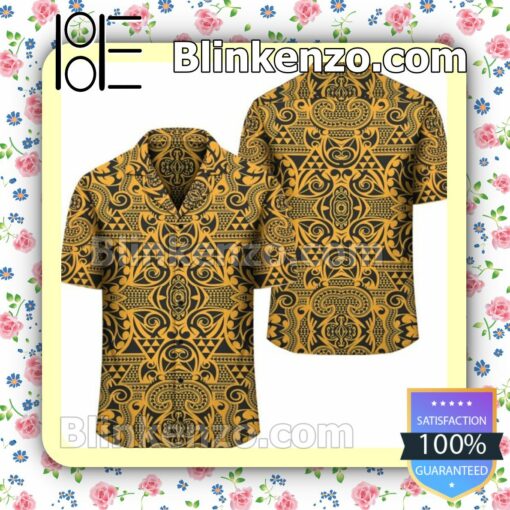 Polynesian Kakau Turtle Yellow Summer Shirt