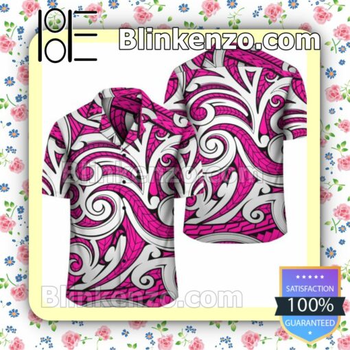 Polynesian Maori Ethnic Ornament Pink Summer Shirt