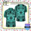 Polynesian Plumeria Mix Turquoise Black Summer Shirt