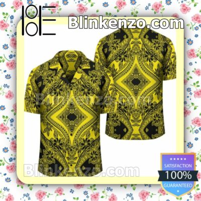 Polynesian Plumeria Mix Yellow Black Summer Shirt