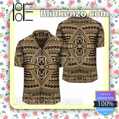 Polynesian Seamless Gold Brown Summer Shirt