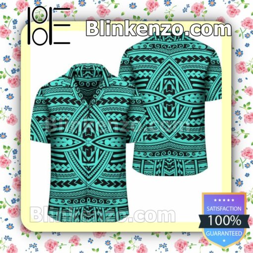 Polynesian Seamless Turquoise Summer Shirt
