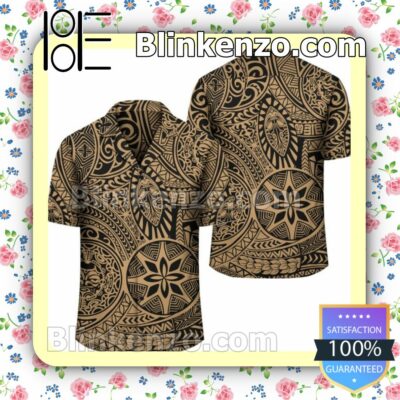 Polynesian Style Tribal Tattoo Gold Brown Summer Shirt