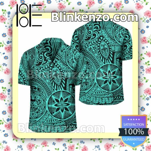 Polynesian Style Tribal Tattoo Turquoise Summer Shirt