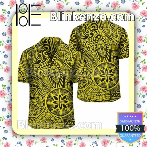 Polynesian Style Tribal Tattoo Yellow Summer Shirt