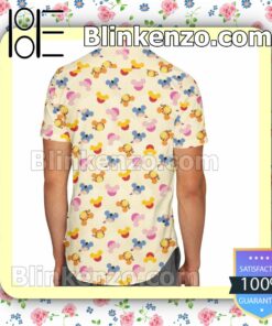 Pooh Bear & Friends In Mickey Mouse Pattern Disney Cartoon Graphics Yellow Summer Hawaiian Shirt, Mens Shorts a