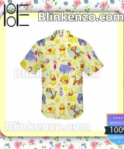 Pooh Eeyore Tigger Piglet Disney Cartoon Graphics Yellow Summer Hawaiian Shirt, Mens Shorts a