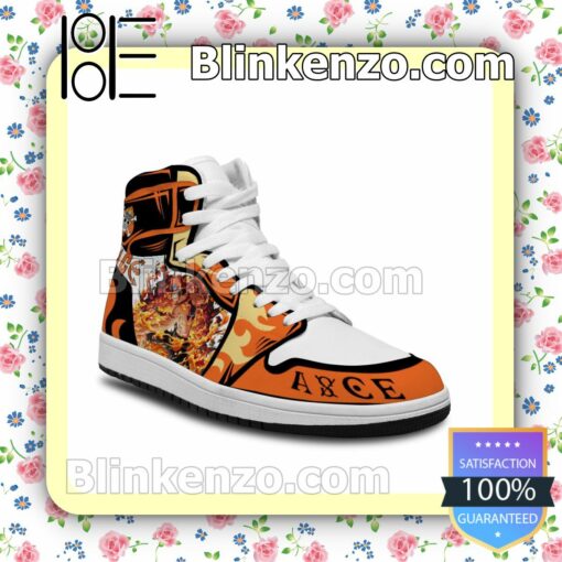 Portgas D. Ace Custom Anime One Piece Air Jordan 1 Mid Shoes a