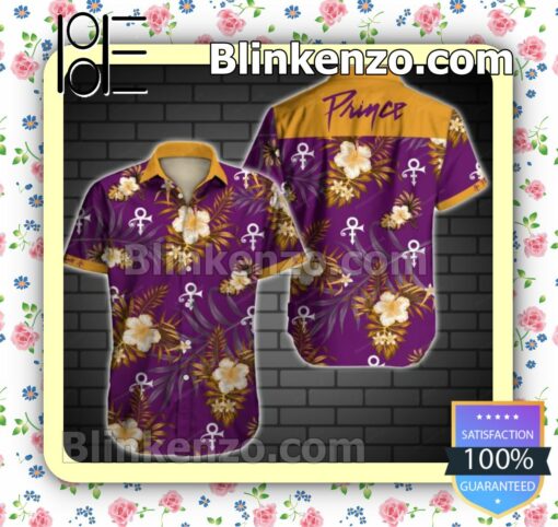 Prince Orange Tropical Floral Purple Summer Shirt