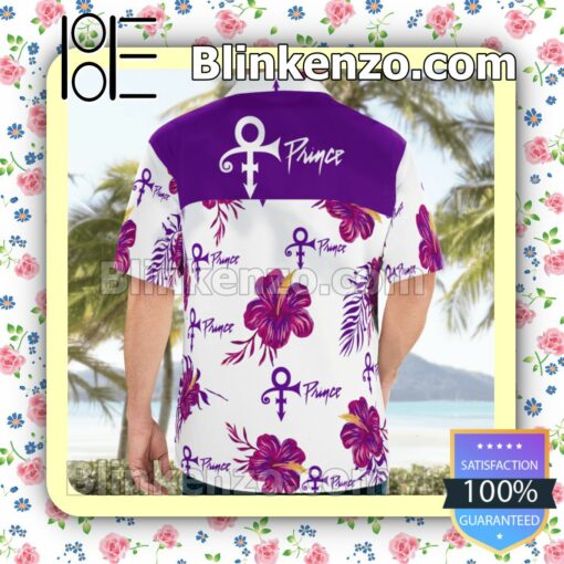 Prince Purple Hibiscus White Summer Shirts a
