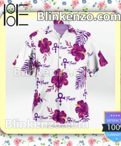 Prince Purple Hibiscus White Summer Shirts b