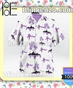 Prince Purple Palm Tree White Summer Shirts b