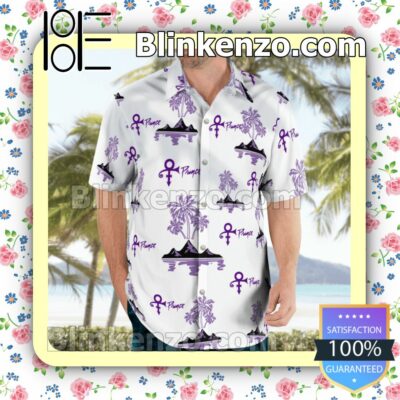 Prince Purple Palm Tree White Summer Shirts c