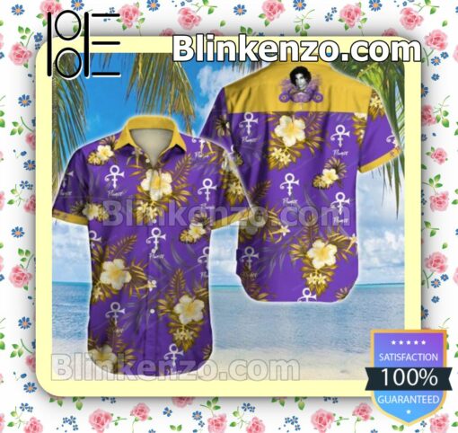 Prince Yellow Tropical Floral Purple Summer Shirt