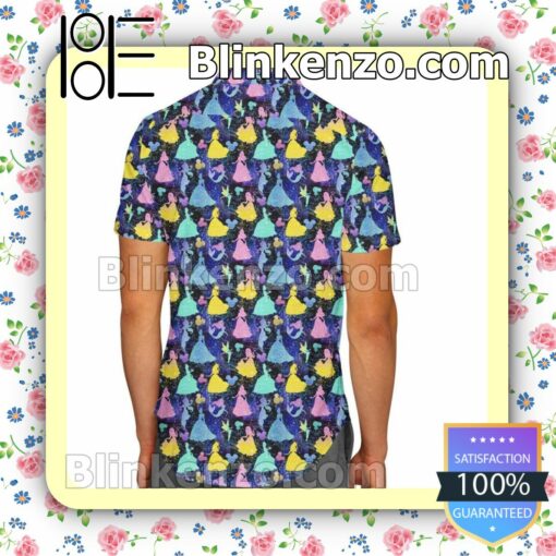 Princess Glitter Silhouettes Disney Cartoon Graphics Inspired Summer Hawaiian Shirt, Mens Shorts a