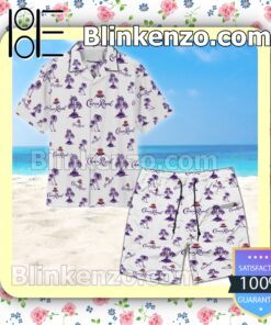 Purple Crown Royal Palm Tree Unisex White Summer Hawaiian Shirt
