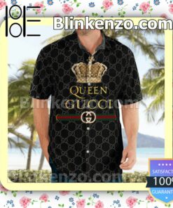 Queen Gucci Black Monogram Luxury Beach Shirts, Swim Trunks a