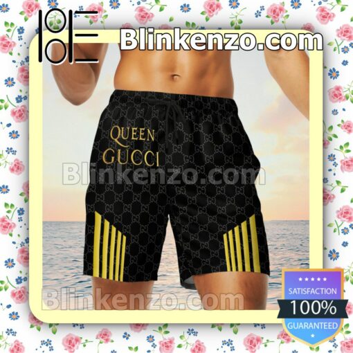 Queen Gucci Black Monogram Luxury Beach Shirts, Swim Trunks c
