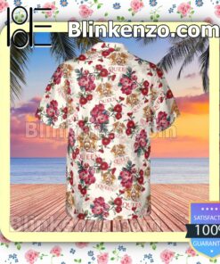 Queen Rock Band Floral Pattern White Summer Hawaiian Shirt, Mens Shorts a