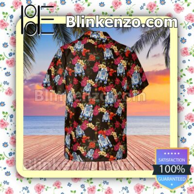 R2 D2 Star Wars Floral Pattern Summer Hawaiian Shirt, Mens Shorts a