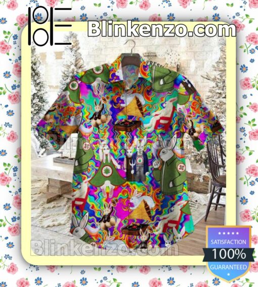 Rabbit Rock Psychedelic Rainbow Button-down Shirts