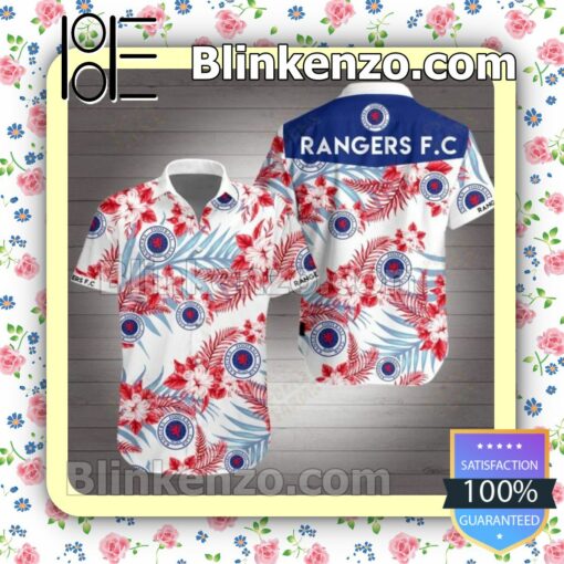 Rangers Fc Red Tropical Floral White Summer Shirt