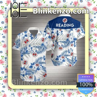 Reading Blue Tropical Floral White Summer Shirt