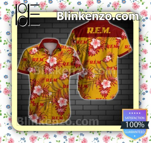 Rem Red Tropical Floral Yellow Summer Shirt